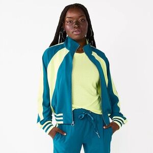 Tek Gear Women's Teal and Lime Varsity Jacket NWOT